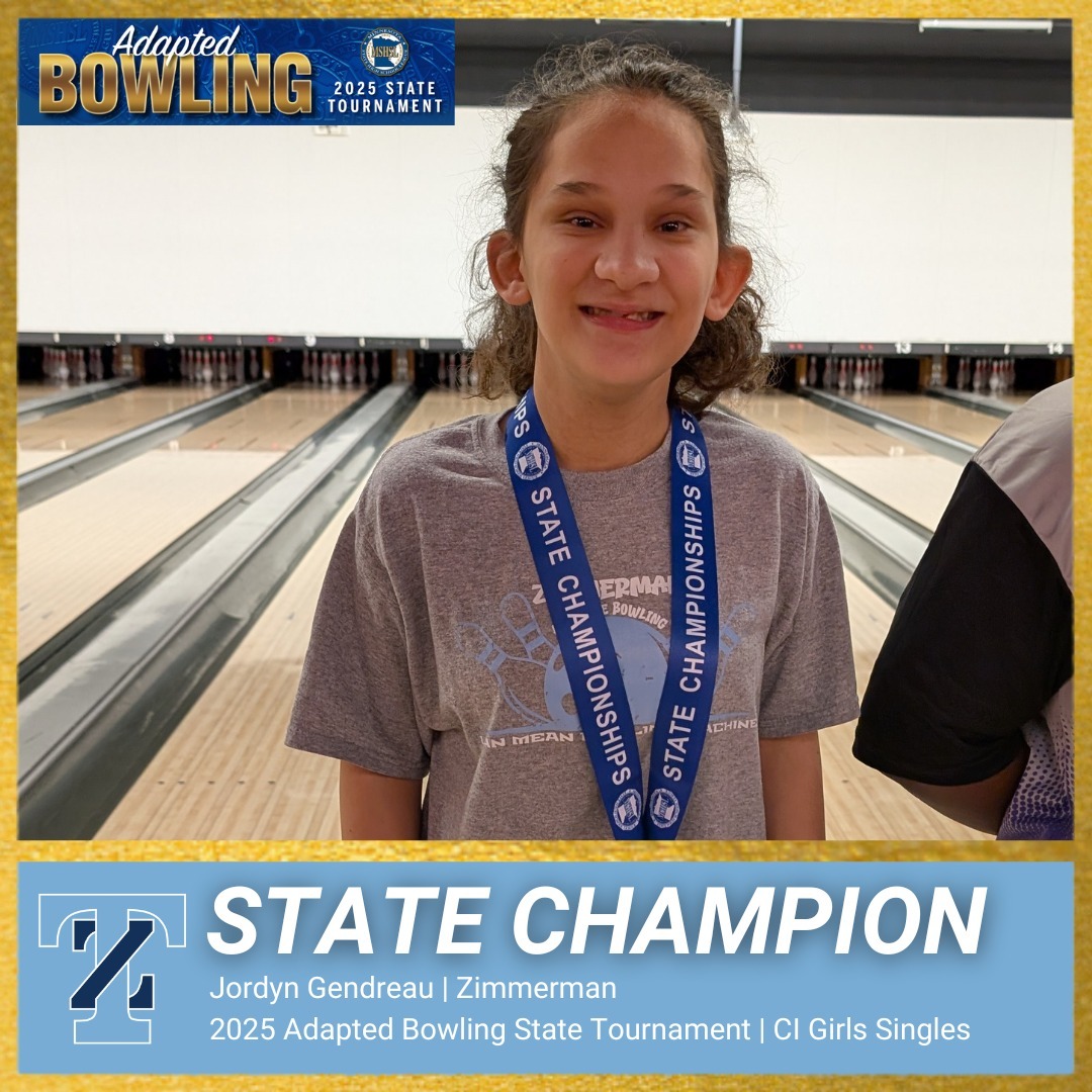 2025 C.I. Adapted Bowling State Girls Singles Champion: Jordyn Gendreau (Zimmerman H.S.)