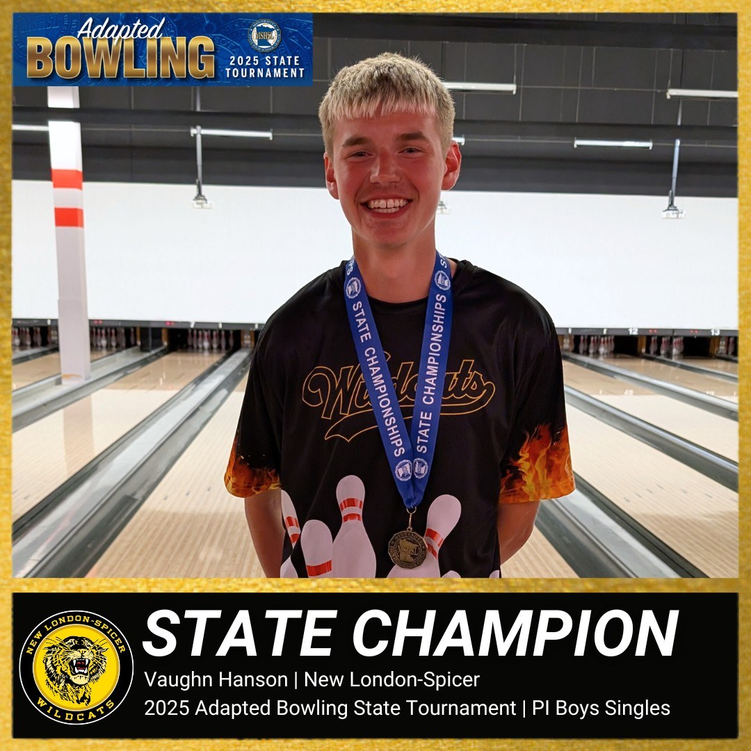 2025 P.I. Adapted Bowling State Boys Singles Champion: Vaughn Hanson (New London-Spicer)